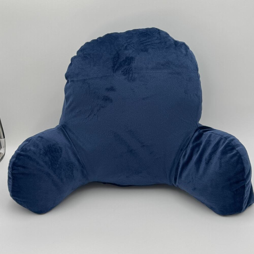 Blue Plush Reading Pillow With Arms Back Support Bed Rest Cushion 20x12‎